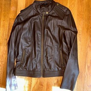 EUC brown faux leather jacket